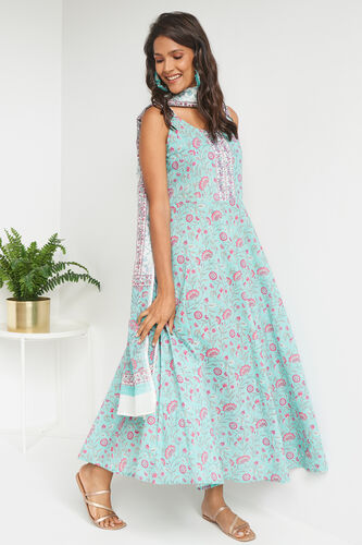 Aqua Ethnic Motifs Suit Set, Aqua, image 5